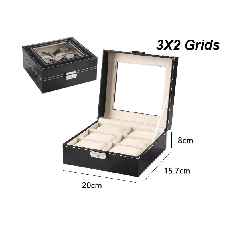 6/8/20-Slot PU Leather Watch Box with Glass Lid, Traditional Style Watch Storage Organi... - SKU WSO01701 - UGI Packaging