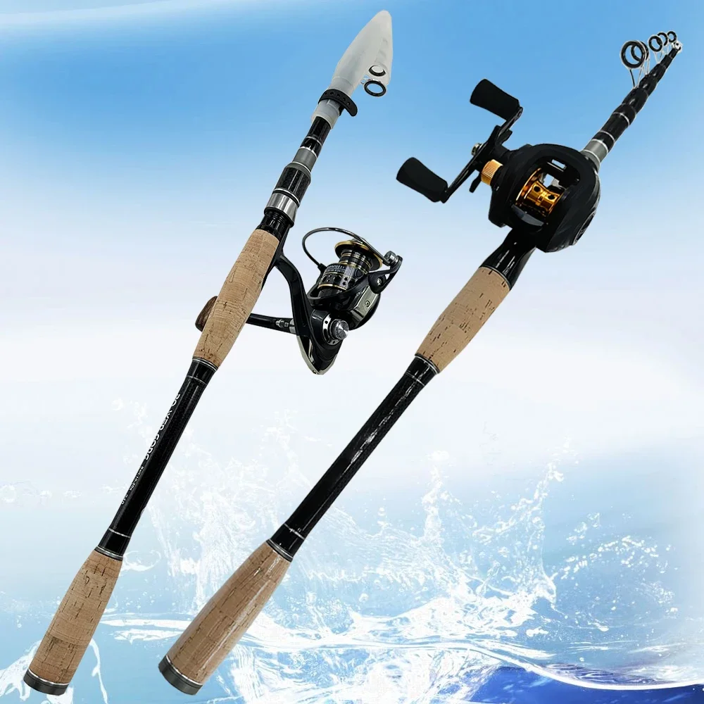 

1.8-2.4M Bass Fishing Rods 7.2 1 Baitcasting Reel Ultralight Casting Spinning Rod Combo Travel Lure Fishing Set Jigging Pesca