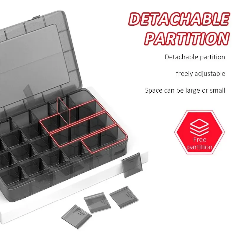 Parts Box Plastic Multi-cell Storage Screw Box Tool Classification Electronic Components Drill Accessories Thickened Lattice Box 2