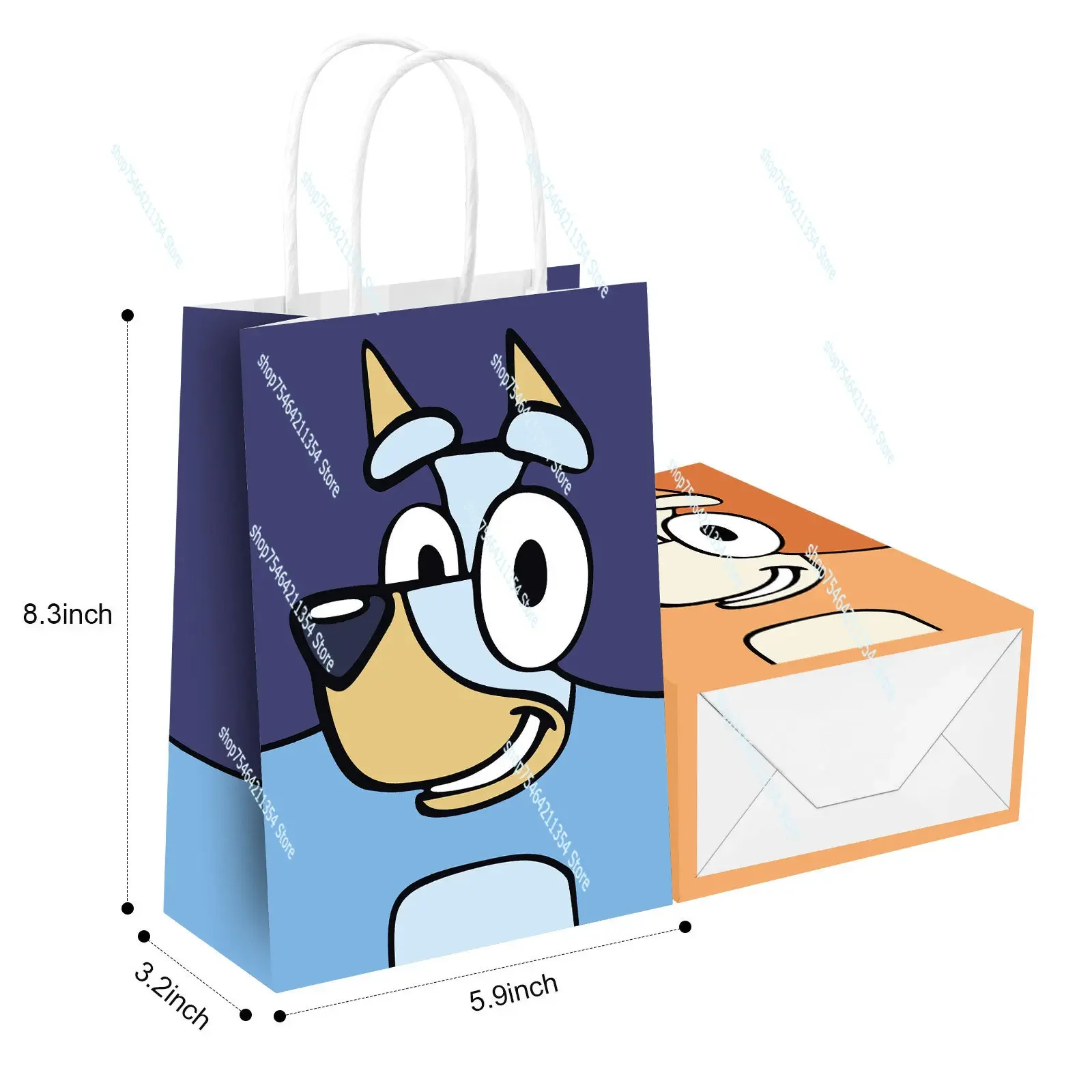 Bluey Gift Bag Blue Dog Paper Anime Bingo Kids Birthday Party Decoration Biscuit Candy Packaging Gift Party Supplies