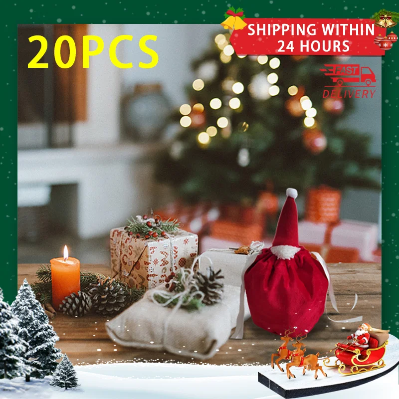 

20 шт., красная шляпа, пакет для конфет, бархатная сумка в виде тыквы, пакеты для конфет на Хэллоуин, летучая мышь, пакеты для розыгрышей или лечения оленьих рогов, Подарочные Упаковочные пакеты, женское украшение