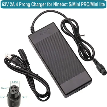 나인봇 S S-MAX 미니 프로 미니 라이트용 4 프롱 충전기, 63V 2A 전원 공급 장치, 세그웨이 고 카트 키트, 고카트 프로와 호환 가능