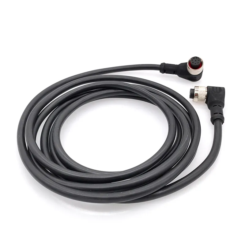 Durable Waterproof M12 Sensor Connector Cable with Dual Heads - 2m Wire, Male and Female, 4 to 8 Pin Options