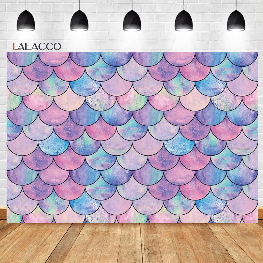Laeacco Birthday Backdrops Fish Scales Seaweed Pearl Bubbles Glitters Mermaid Baby Shower Photography Backgrounds Photo Studio for photo backdrop,photography auxiliary props