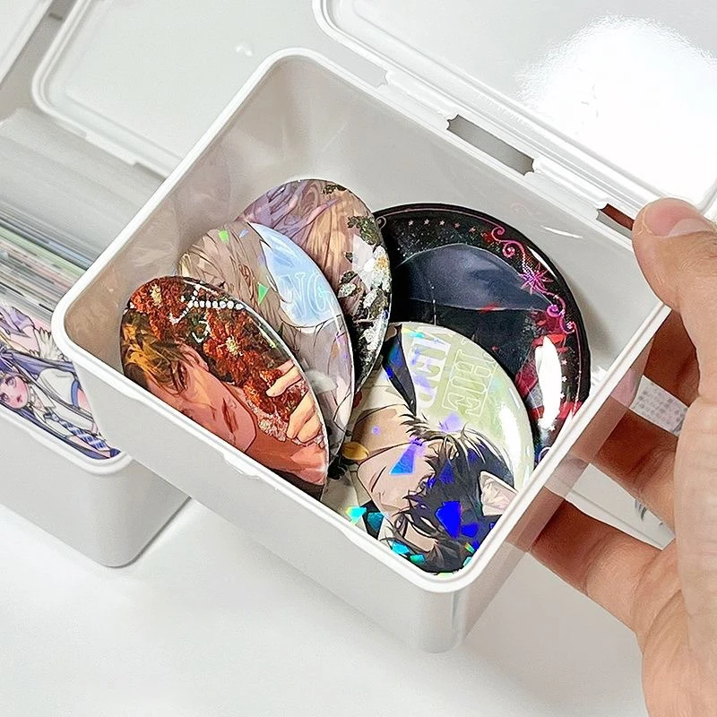 White Kpop Photocard Storage Box Idol Cards Photos Collection Box Jewelry Container ID Card Organizer Desktop Supplies 6