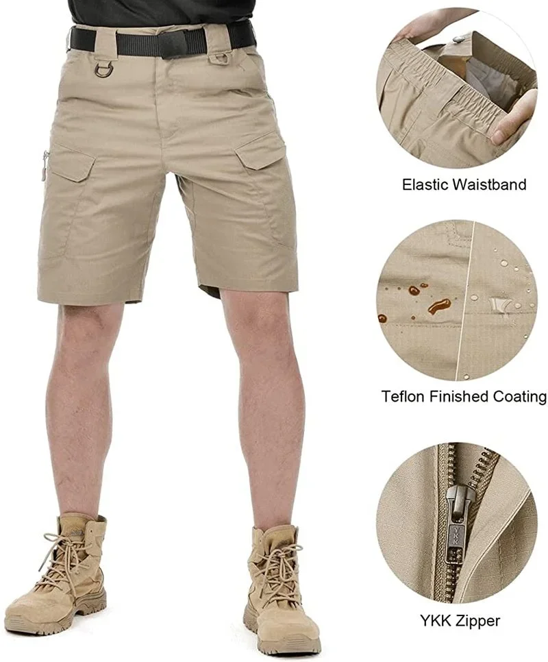 Men Urban Hunting Tactical Shorts Upgraded Waterproof Quick Dry Multi-pocket Short Pants Outdoor Hunting Fishing Cargo Shorts sport shorts