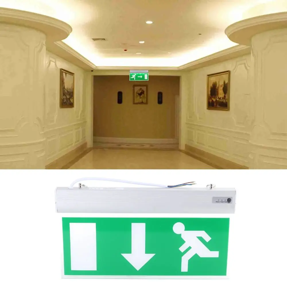 110-240V 상업용 LED 비상 표시등 녹색 전구 안전 대피 표시등 출구 표시등 아크릴 안전등 학교용