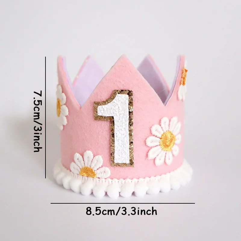 Daisy Pattern Crown Hat Princess Baby 1st Birthday Photography Props Shower Decorative Party Product 1pc