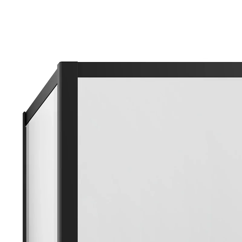Indoor  Bathroom Independent Square Polished Stainless Steel Waterproof Frame Tempered Glass Pivoting Shower Door 4
