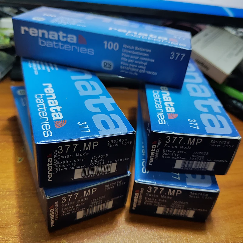 500Pcs All'Ingrosso Renata Silver Oxide Watch Battery 377Mp Sr626Sw 626 1.55V 0% Mercury Swiss Original Brand Renata Battery