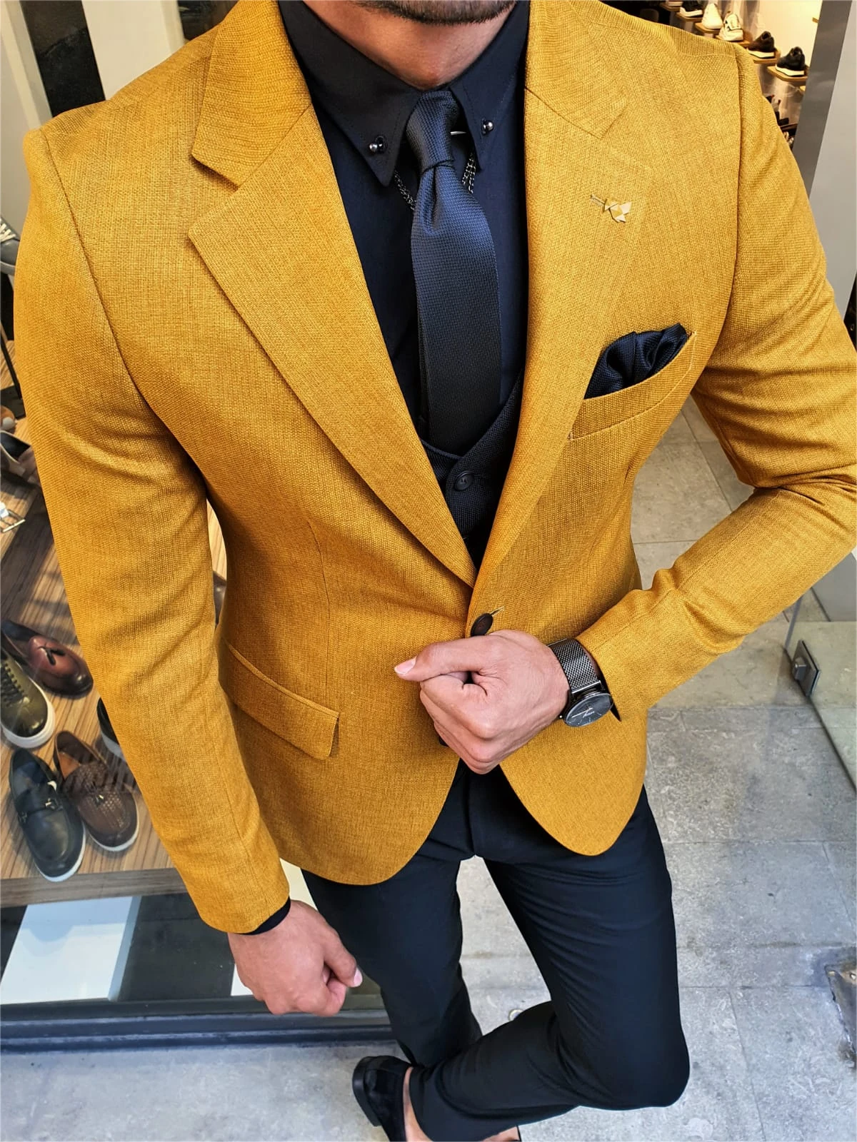 Causal Men Suits Tuxedo Handsome Peaked Lapel Single Breasted 1 Pieces Blazers Size Prom Party Occasion
