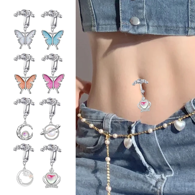 1Pc Heart Fake Belly Ring For Woman | SHEIN USA