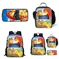 3pcs Set Disney Lion King Child School Backpack with Front Pouch , Lunch Bags,Pencil Bags for Aged 5-10,Cartoon Kids School Bags