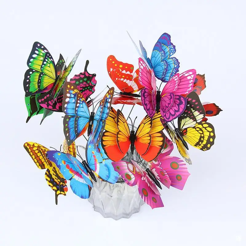 Double-Layer Simulation Butterfly Gardening Flower Arrangement Decoration Beautifying Arrangement Rod Butterfly