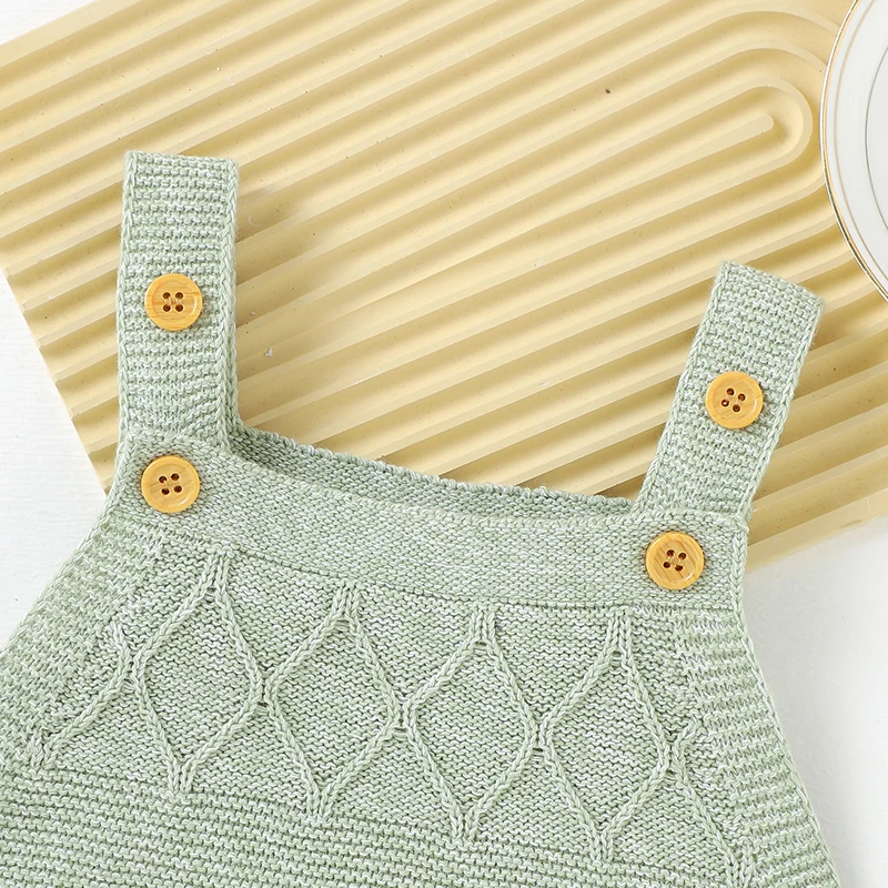 Tute per neonato lavorate a maglia per neonato ragazzo ragazza solido fionda abbigliamento casual senza maniche estate bambino bambini top abiti 0-18 m - immagine 3