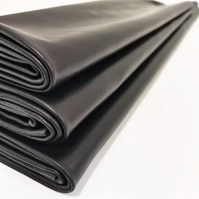 0.6mm Genuine Black Sheepskin Leather Fabric 2