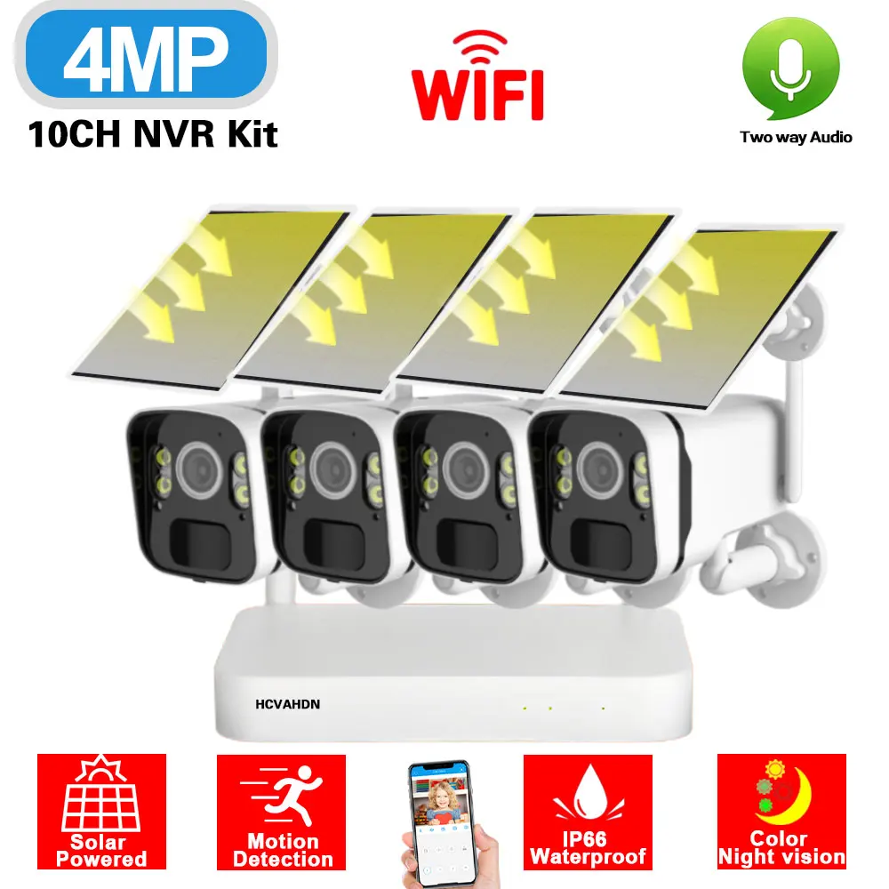 צבע ראיית לילה צבע ביטחון אלחוטי מצלמה מערכת 5mp 8ch wifi nvr ערכת 2 דרך אודיו 4mp מעקב וידאו ערכת מעקב וידאו