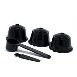 Reusable Coffee Capsule Filter Set with Spoon and Brush - 3-Piece Eco-Friendly Coffee Kit (Black)