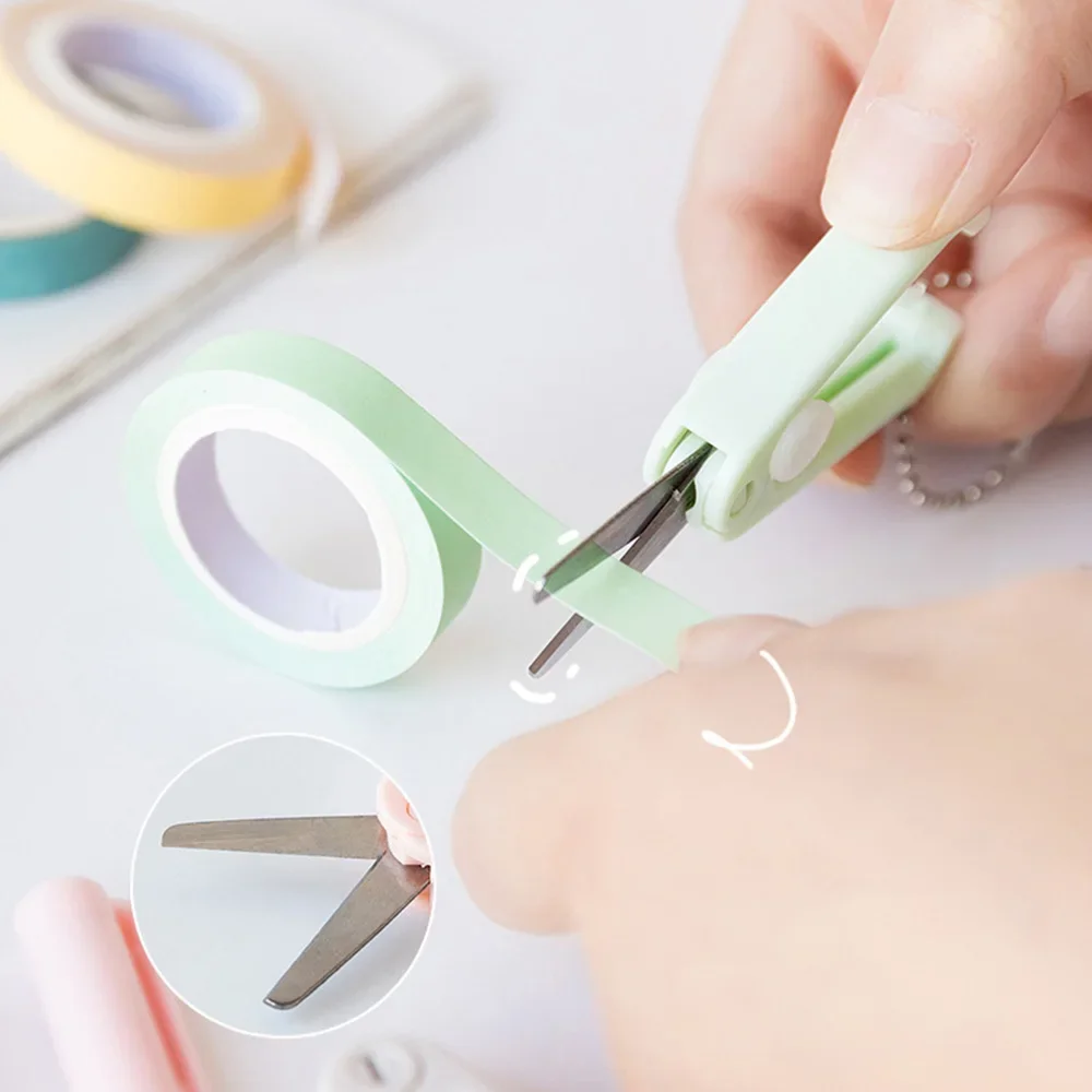 Cute Mini Portable Scissors Simple Folding Paper Cutter Student Stationery Scissor School Office Supplies Multifunction Keychain portable scissors cutter,paper cutter,stationery scissors
