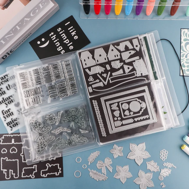 カッティングダイ　クリアスタンプ 大きなクリアスタンプとカッティングダイ収納ブック