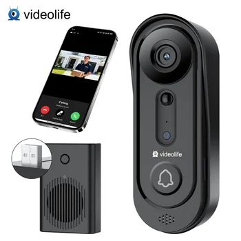 Videolife 1080P Wireless Smart Doorbell Camera Home WiFi Video Intercom PIR Motion Sensor Night Vision Smart Home SecurityBundle 1