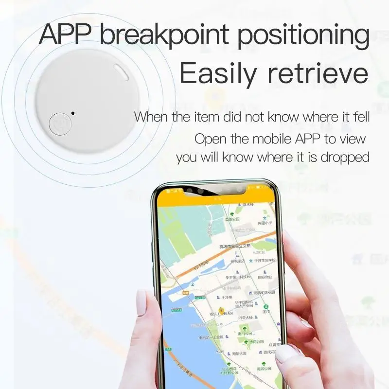 Mini Gps Mobiele Bluetooth 5.0 Tracker Anti-Verloren Apparaat Ronde Anti-Verloren Apparaat Huisdier Kindertas Portemonnee Tracking Smart Finder Locator