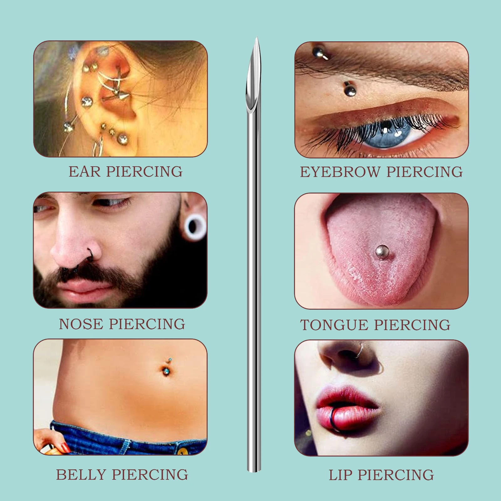 Body Piercing Needles Professional Sterile Stainless Steel 12G 14G 16G 18G 20G Nose Ear Eyebrow Navel Genital