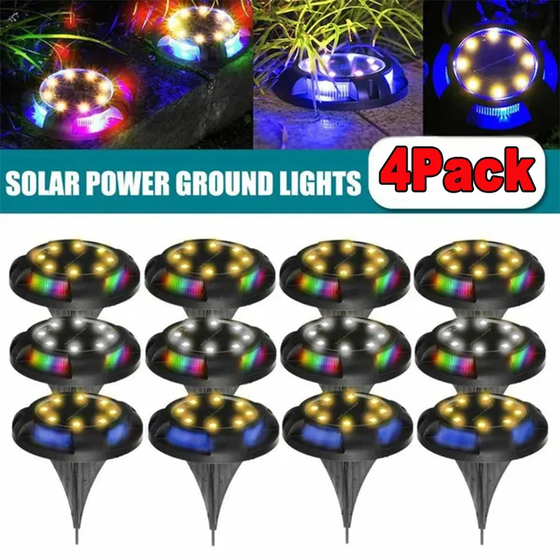 12LED New Garden Solar Power Disk Lights Outdoor Underground Lamp Deck Lighting Spotlight Buried Lawn Track Courtyard Decoration