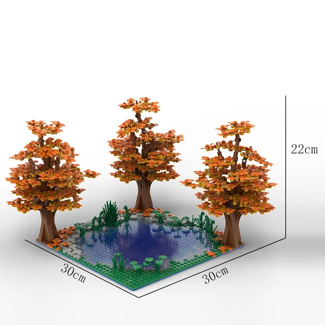 Buildmoc Creative Maple and Lake Forest Tree Rivers Natural Scenery Ideas MOC Building Blocks Toys for Children Kids Gifts Toy 4
