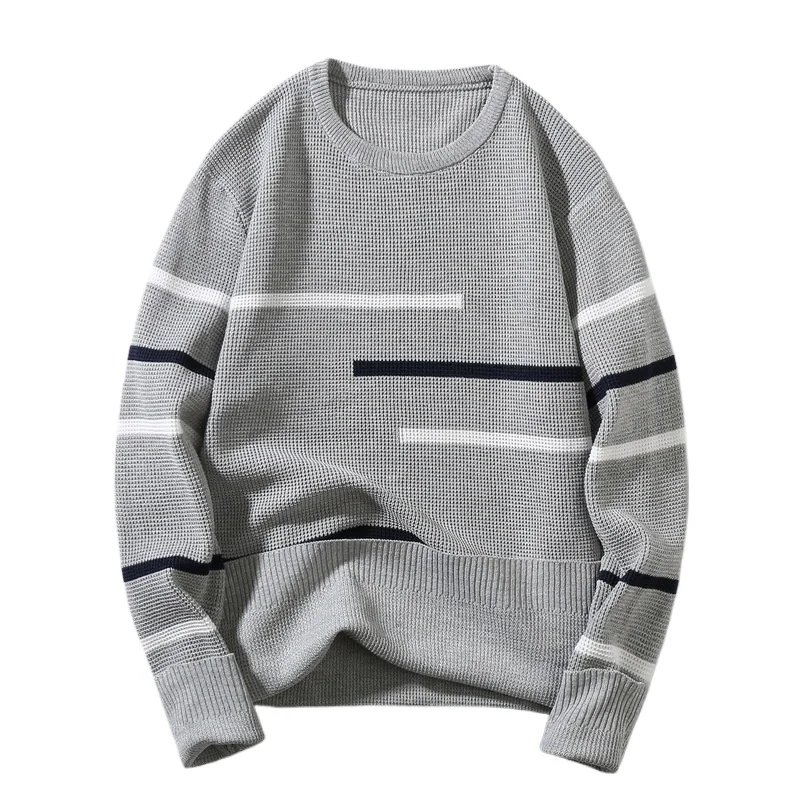 

Мужской Повседневный свитер с круглым вырезом, Корейская версия, приталенный, Модный пуловер с подходящим цветом и базовым вязаным свитером