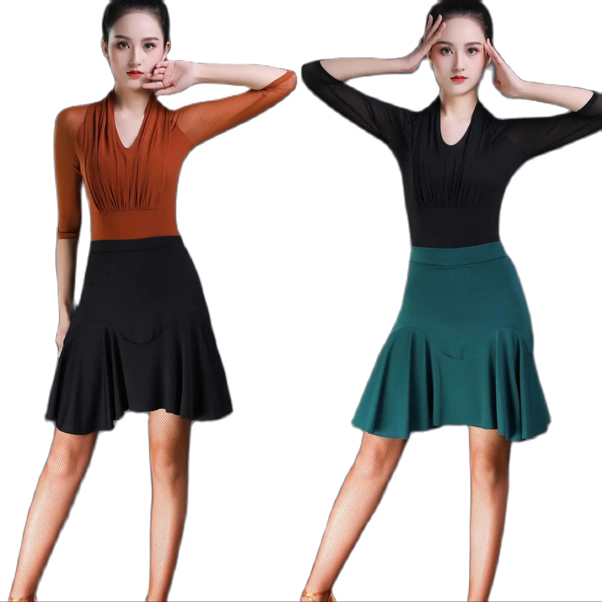 

2023 New Latin Dance Skirt Adult Female Samba Half-length Skirt Fishtail Skirt Women's Competition/Practice Ballroom Costumes