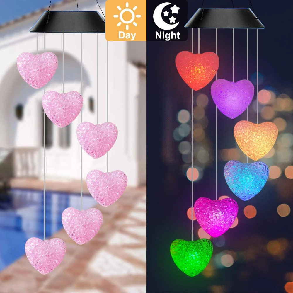 Color changing Solar Wind Chime Crystal Ball Hummingbird Wind Chime Lamp Waterproof Outdoor Use for Courtyard Garden Decoration outdoor solar spot lights Solar Lamps