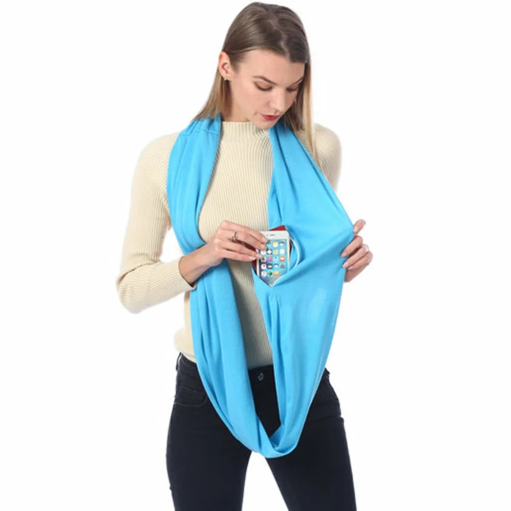 Bib Men Women Shawl Wraps Neck Warmer Circle Loop Scarves Hidden Zip Pocket Infinity Scarf Scarves 3