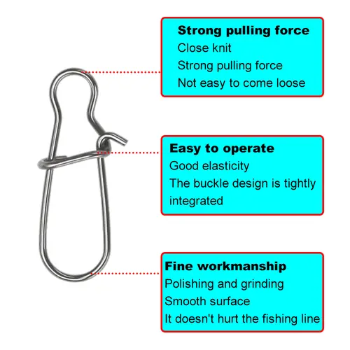 50Pcs Fishing Swivel Connector Hooks Line Clip Lock Carabiners Stainless Steel Fishing Fastener Snaps Tools - Image 5