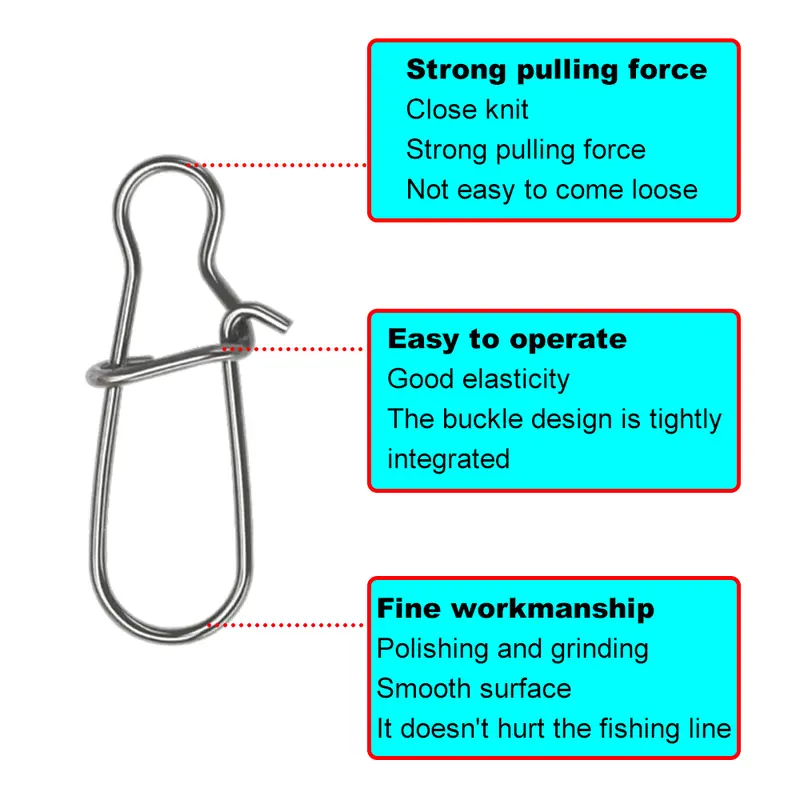 50Pcs Fishing Swivel Connector Hooks Line Clip Lock Carabiners Stainless Steel Fishing Fastener Snaps Tools - Image 5