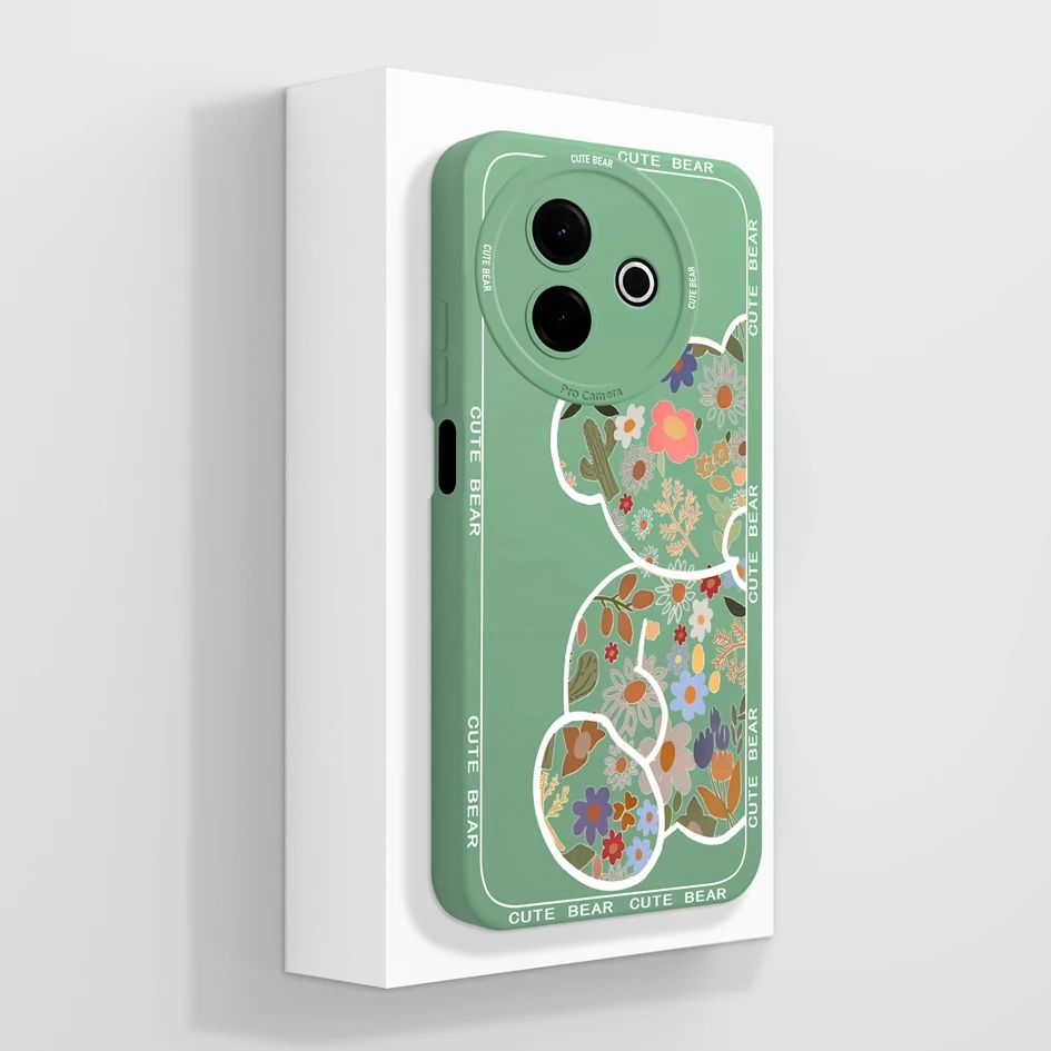 Beautiful Flower & Lazy Kitten Pattern Soft Silicone Anti-Slip Phone Case