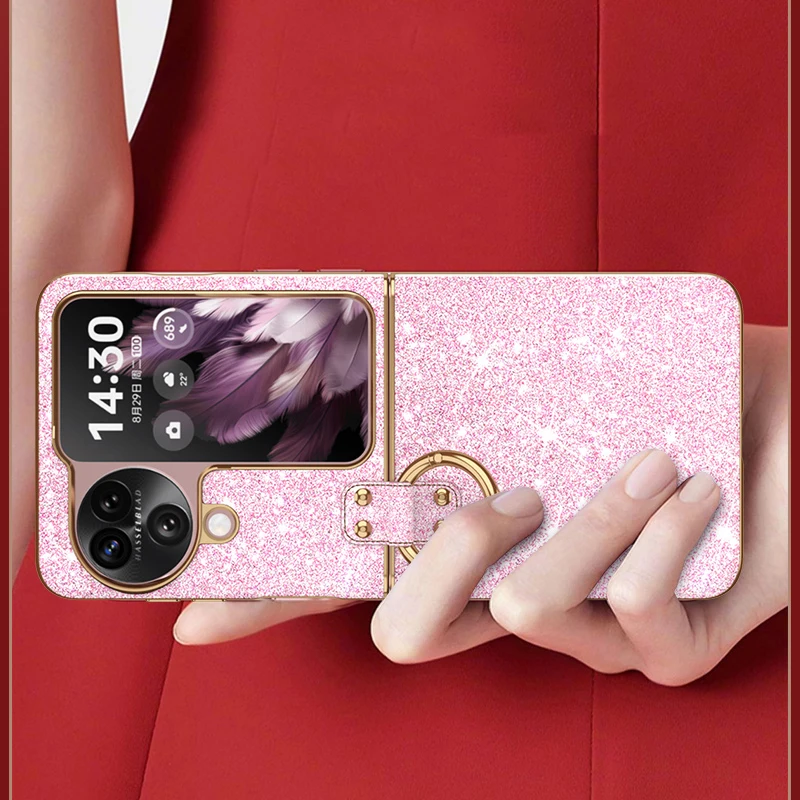 Custodia Per Oppo Find N3 Flip Find N2 Flip Elettrolitico Star Diamond Glitter Powder Hard Handphone Ring Custodia Per Cellulare