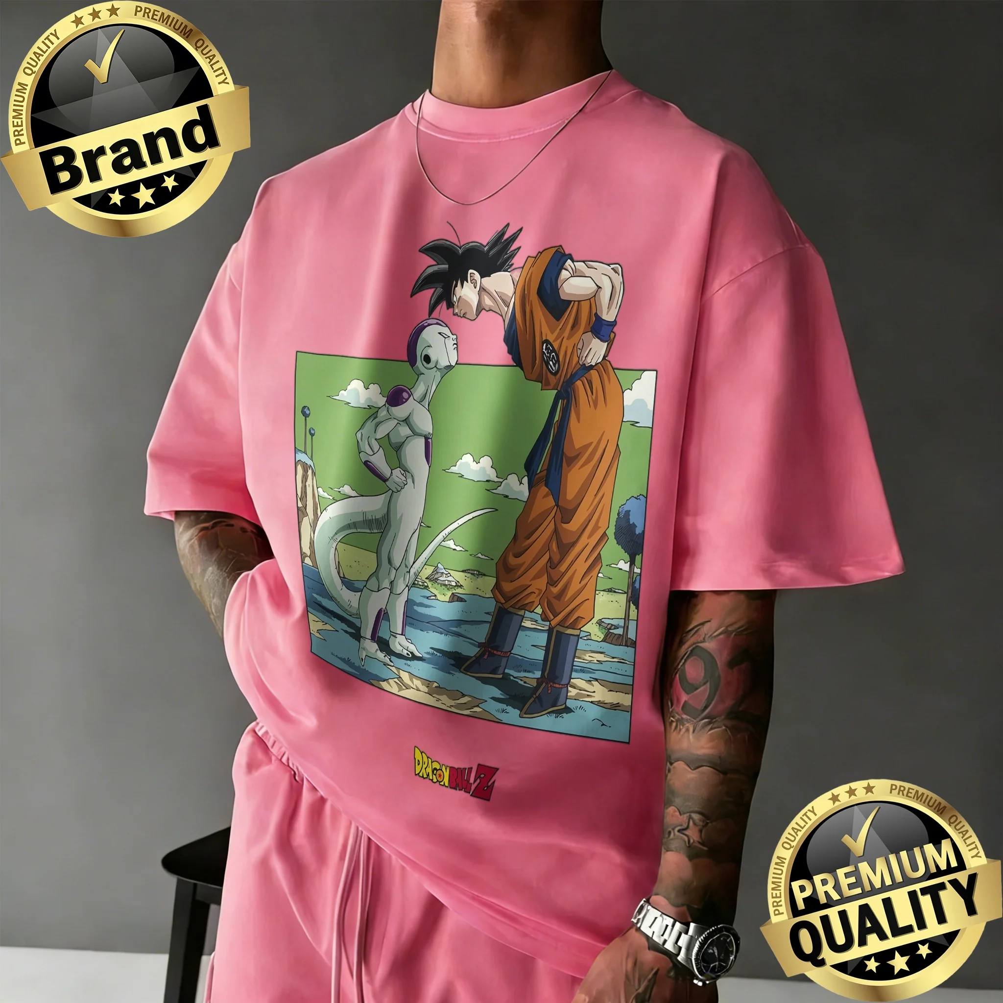 2026 Sommer Dragon Ball Z Lizenziertes 100% Baumwoll-Oversize-T-Shirt für Herren, Damen und Kinder – Goku vs. Frieza Retro Anime Qualitätsdruck-T-Shirt – Detail 8