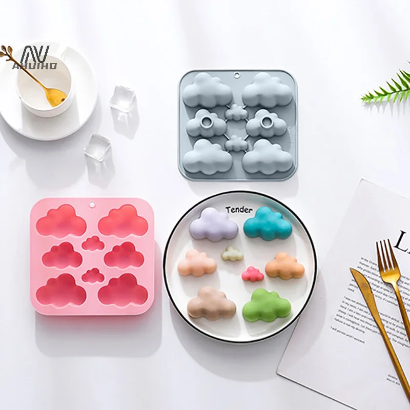8 Cavities Clouds Silicone Mold Weather Shape DIY Baking Cake Chocolate Fondan Ice Cube Mold Handmade Soap Candle Decoration 1Pc