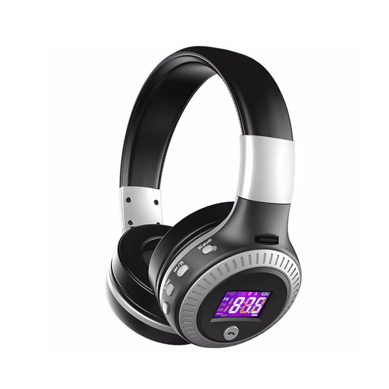 Bluetooth 5.3 Headphones with mic LED Digital Screen Bass Headsets Wireless Earphones with TF/FM Radio for Computer PC Laptop