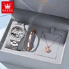 3Pcs/Set OLEVS 6699 Transparent Women Mechanical Watches Luxury Automatic Movement Stainless Steel Waterproof Hollow Watch Woman 1