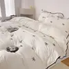 3pcs bow embroidery Bedding set ruffles Duvet Cover Set (1*Duvet Cover + 2*Pillowcase, Without Core)for bedroom guest room 6