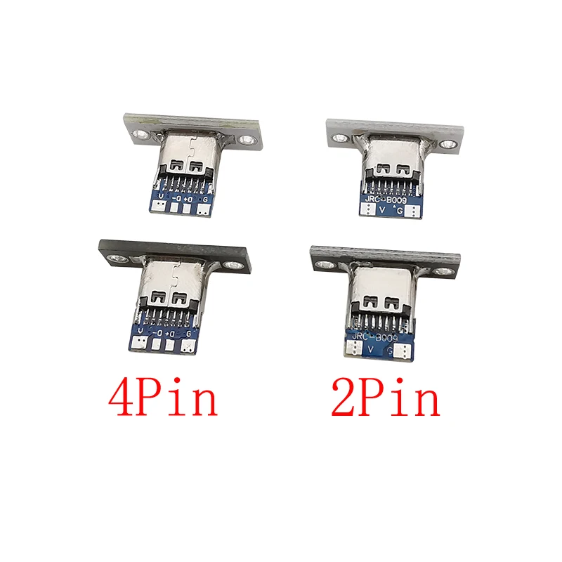 Фото Гнездовой разъем USB Type C 2 / 4 Pin для пайки, гнездо для ремонта «сделай сам», зарядный порт типа C, переходник с винтовым фиксированным креплением №2