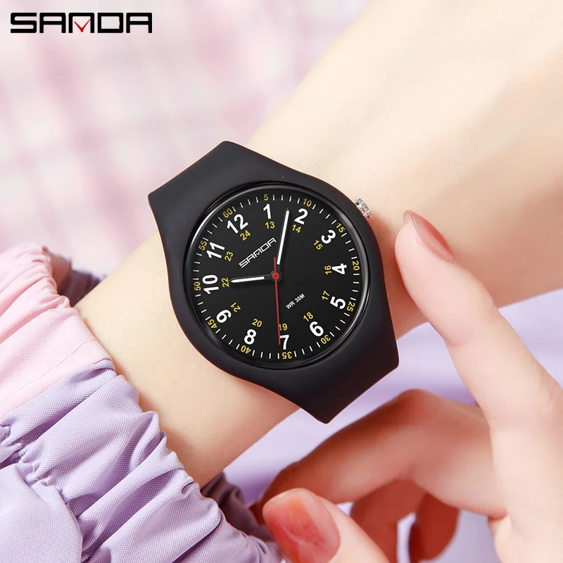 Fashion Sanda Top Brand Hot Sale Women's Quartz Waterproof Silicone Strap Leisure Sports Ms Electronic Wrist Watches Reloj Mujer 6