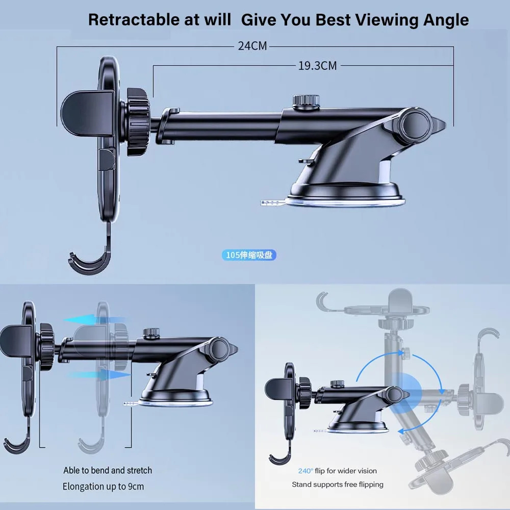 Universal Car Phone Holder for Dashboard and Windshield