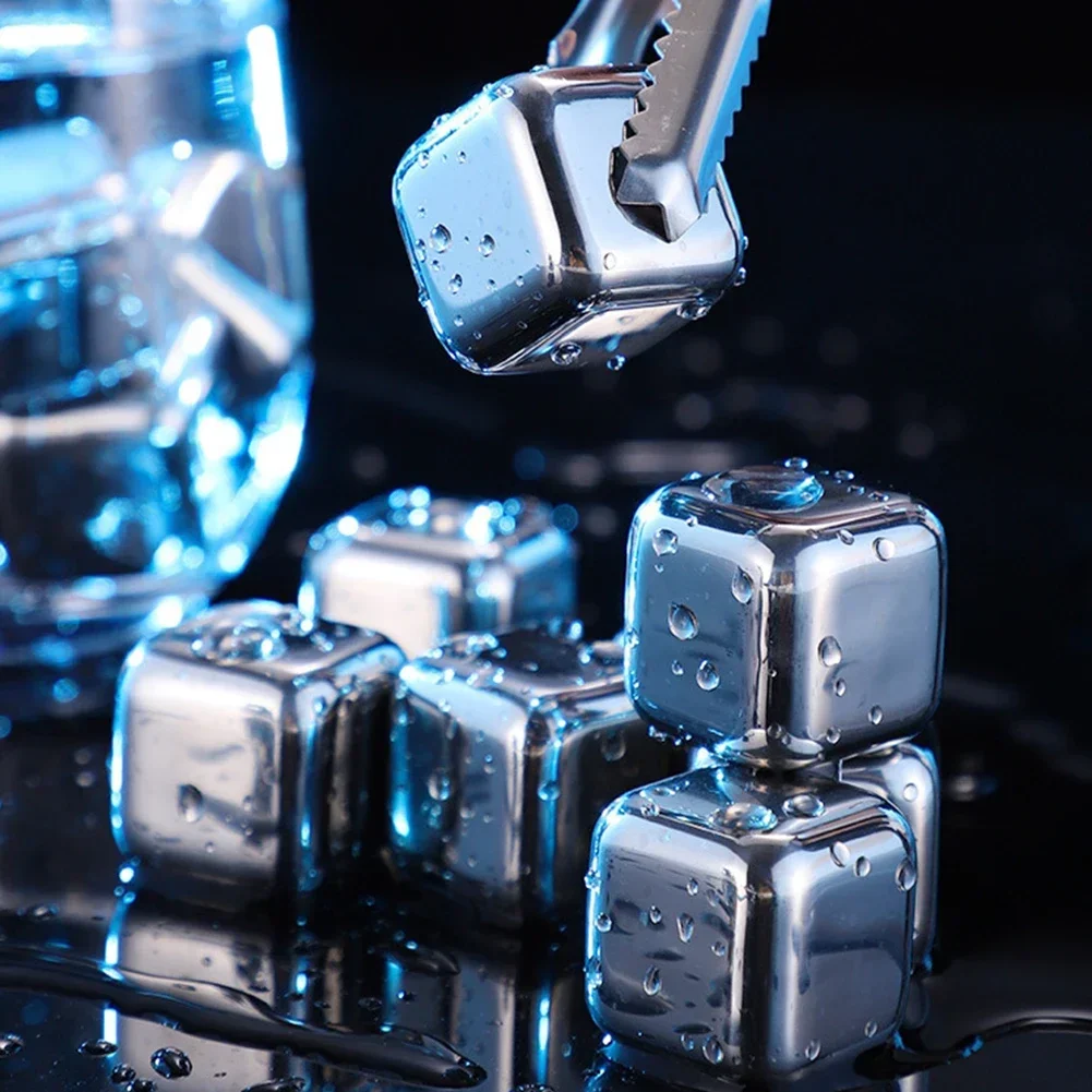 Stainless Steel Ice Block Reusable Chilling Stones For Whiskey Wine Drink Cooling Cube Chilling Rock Party Bar Tool ice cubes whiskey stones drink cooler