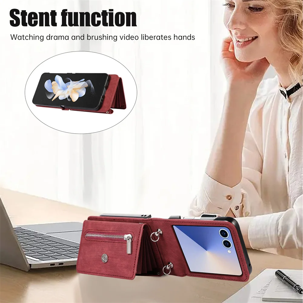 Elegant Leather Crossbody Zipper Wallet Phone Case with Card Holder