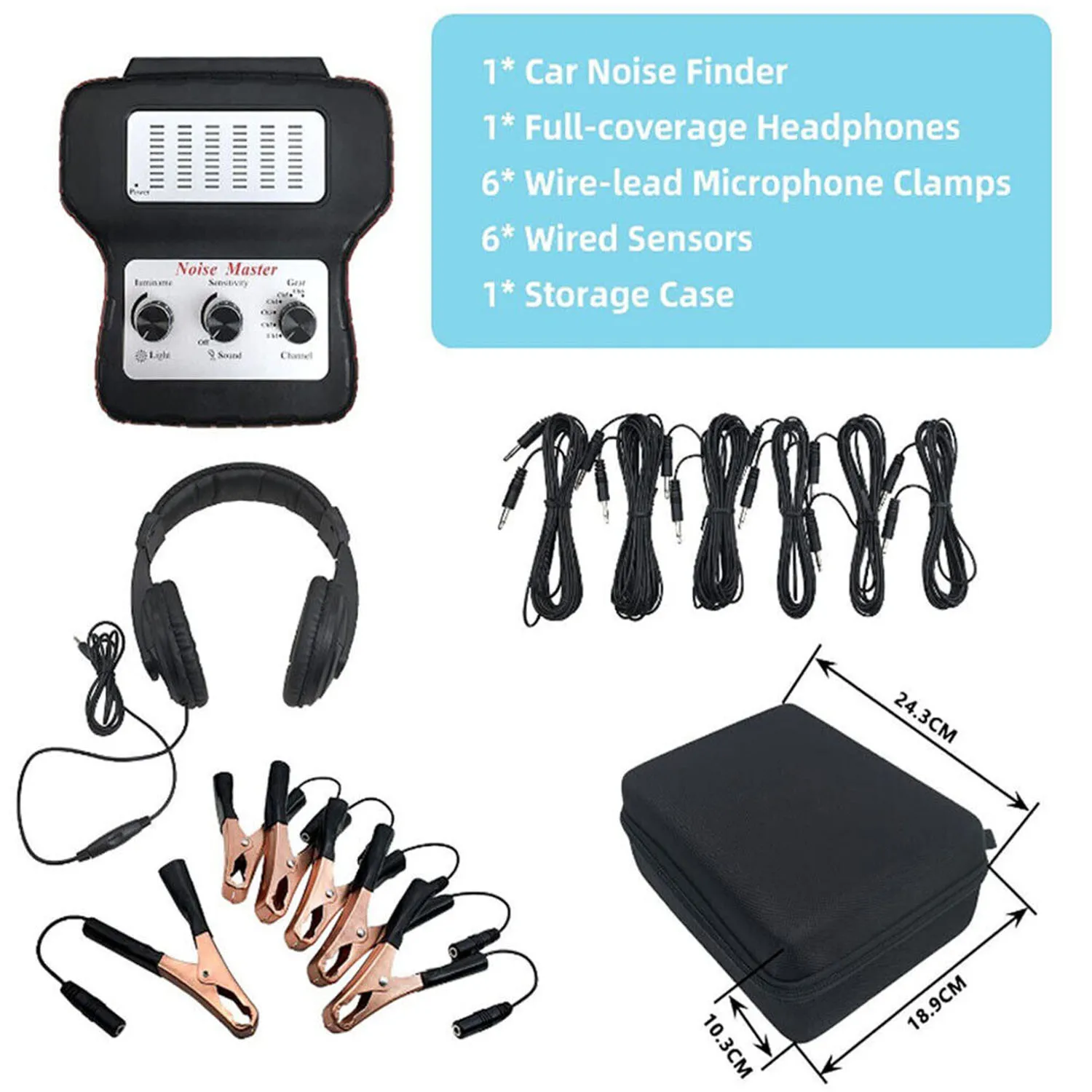 Chassis system ear electronic stethoscope diagnostic kit with earphones six-channel stethoscope abnormal sound tester 3