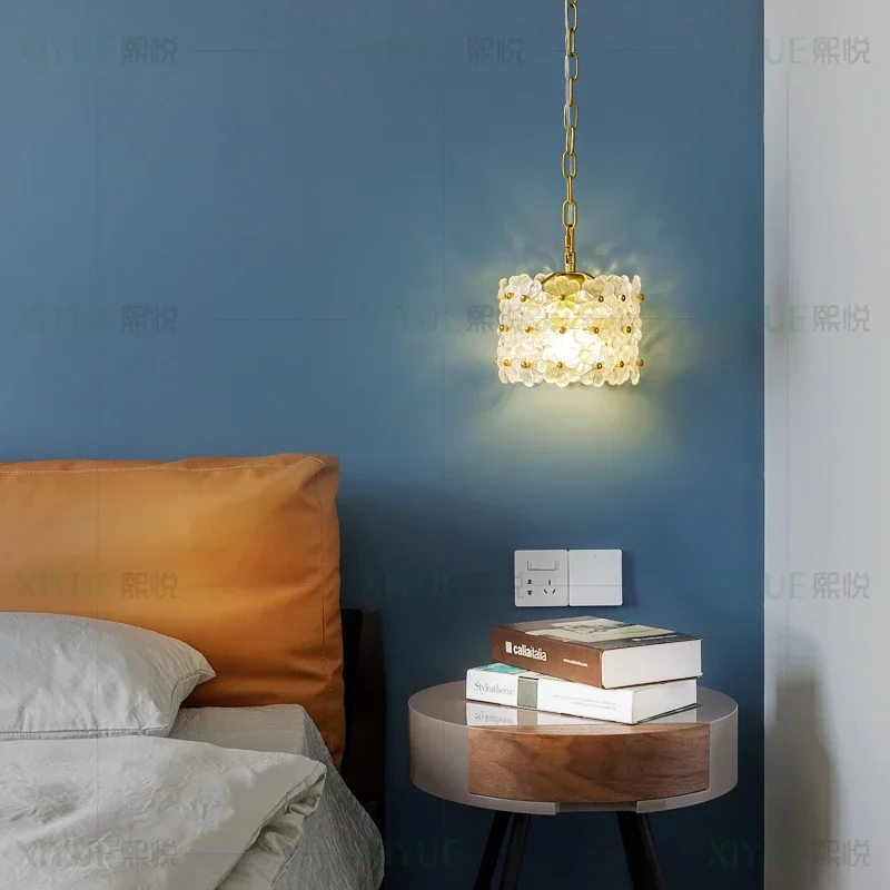 

Modern minimalist glass chandelier porch bay window bedroom bedside chandelier