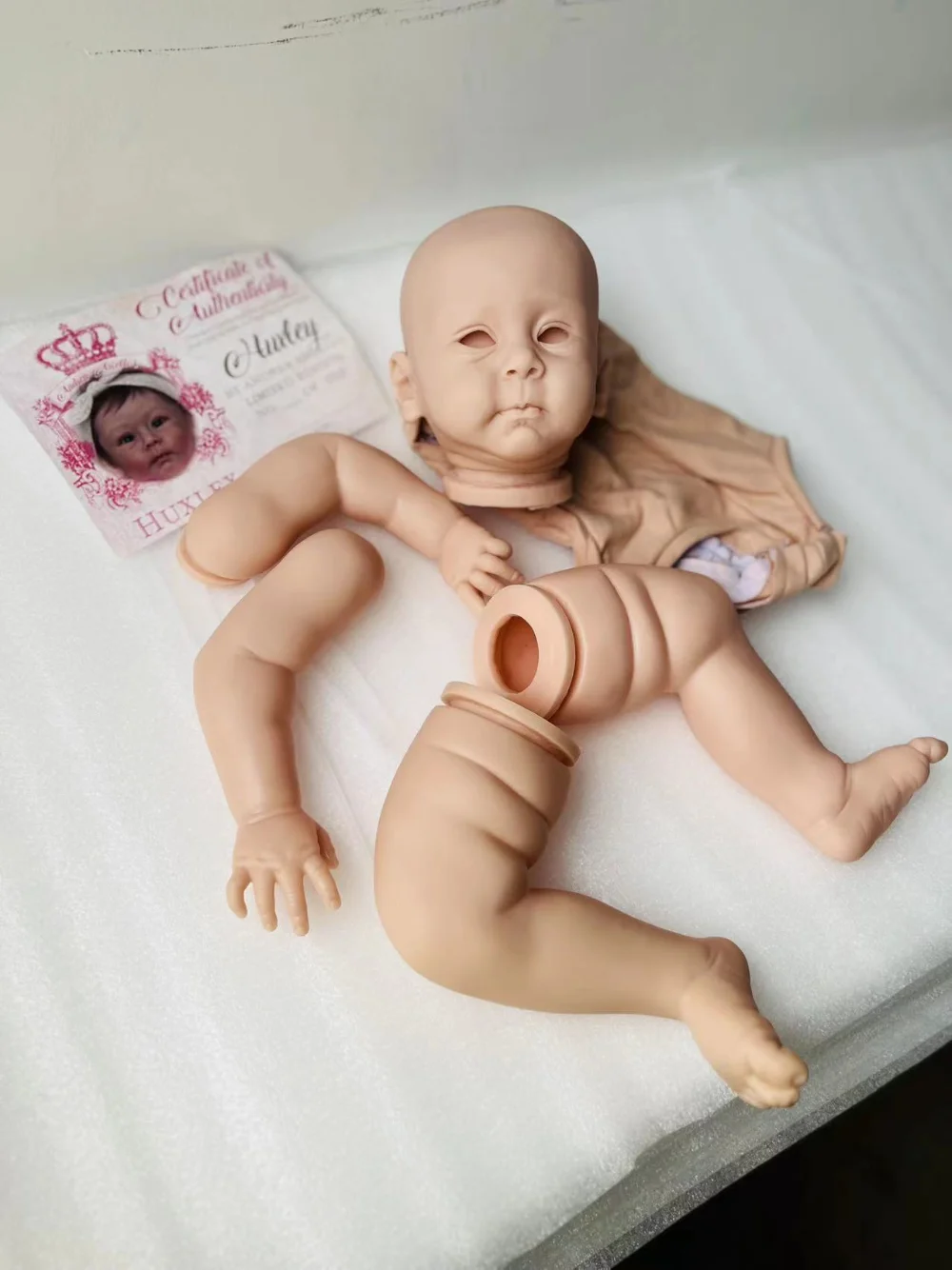 23inch Big Size Reborn Toddler Doll Kit Huxley Unpainted Unfinished DIY Blank Doll Parts with Cloth Body Eyes and COA